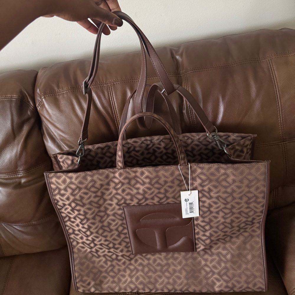 Telfar Large Jacquard Shopper Chocolate Monogram